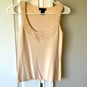 Beaded sequin cream top